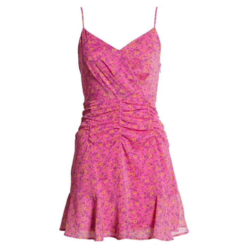 Pink Floral Spaghetti Strap Dress